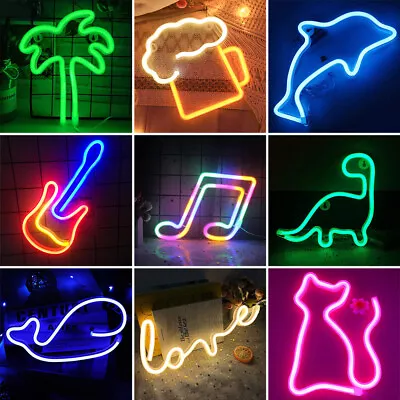 USB/Battery LED Neon Sign Light Wall Hanging Kids Bedside Lamp Xmas Decor UK • £9.09