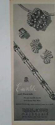 1946 Trabert & Hoeffer Mauboussin Emeralds Diamonds Jewelry Ring Bracelet Pin Ad • $9.99