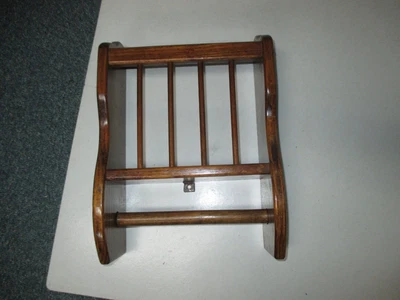 $50 • Buy Vintage Oak Wood Wall Mount Magazine Rack TP /Paper Towel Holder Hand Crafted