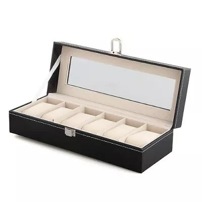 Mens 6 Slots Leather Jewelry Watch Show Case Storage Display Box Z8W16475 • $25.99