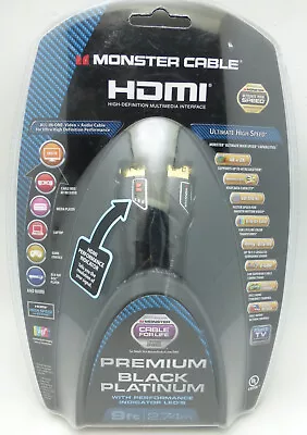 Monster Cable Premium Black Platinum 9ft 4K Ultra HD HDMI Cable W/LEDs • $49.99