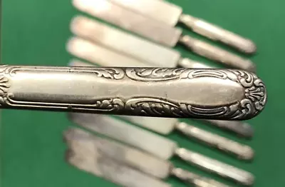 10 Antique Silverplated BLUNT END KNIVES 1835 R. Wallace  Nice No Mono • $39