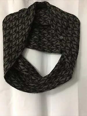 MICHAEL KORS Womens Infinity Scarf Black Multi MK Logo Monogram • $19.90