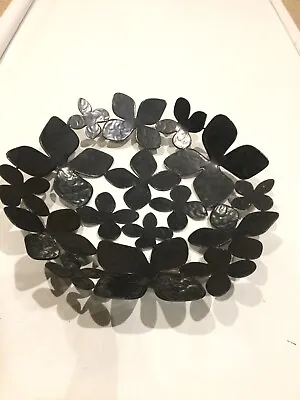 IKEA Fruit Bowl Stockholm 45cm Floral Leaf Black • £18.50