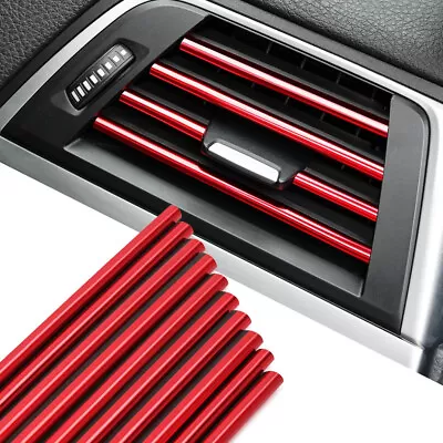 10X Red Car Air Conditioner Outlet Vent Grille Decor U Shape Molding Trim Strip • £2.59