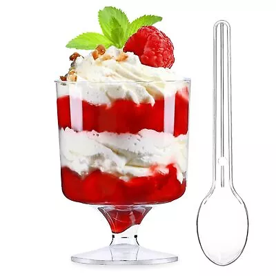 5 Oz Mini Dessert Cups With Spoons 80 Pcs | Serves 40 | Small Plastic Dessert... • $31.42
