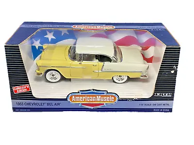 Ertl American Muscle 1955 India Ivory / Harvest Gold Chevy Bel Air Car 1:18 NIB • $39.59