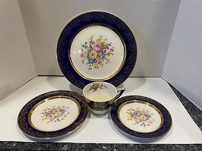 Vintage Cobalt Blue Aristocrat By Salem 4 Piece Place Setting 23kt • $21