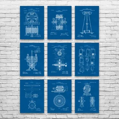 Nikola Tesla Patent Posters Set Of 9 Nikola Tesla Art Technology Gift Wall Art • $69.95