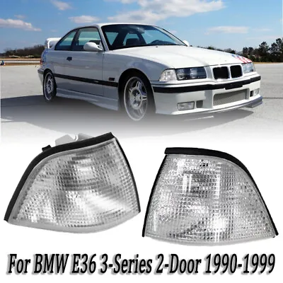 For BMW E36 3 Series1990-1999 Pair White Clear Front Turn Signal Light Lamp Lens • $34.77