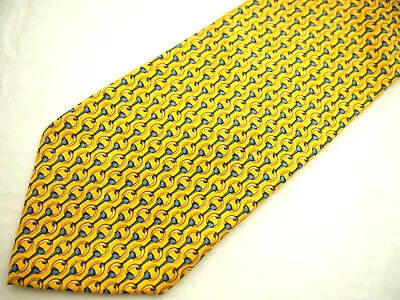 Brooks Brothers Makers Mens Necktie Tie Yelow Grey Chain Link Silk 58  • $11.99