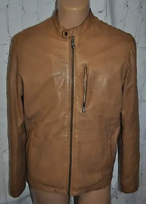 John Varvatos Men's Lasered Brown 100% Sheep Skin Leather Jacket Coat  Size M • $418