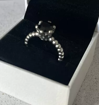 £14.99 • Buy Pandora Sterling Silver Black Melanite Spinel Bubble Ring Size 60 190851ME