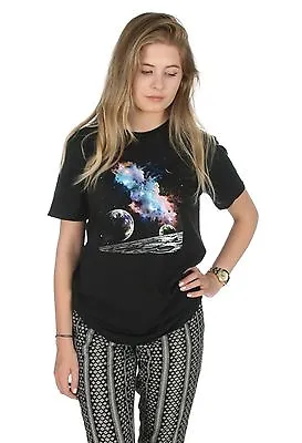 Retro Space Galaxy T-shirt Top Fashion Slogan Tumblr Grunge Alien Moon Vintage • £11.99