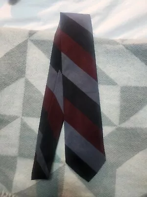 Anglo-Italian Burgundy Black Powder Dry Silk Tie Wide Stripe • $46