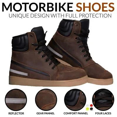 Motorcycle Race Shoes Protective Armoured Trainers Shoe Hiking Leather Boots • $68.37