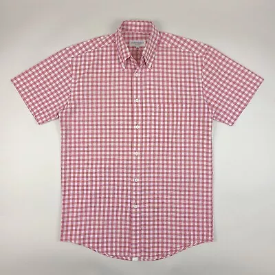 Vintage Yves Saint Lauren Shirt Men's 40 YSL Plaid Check Button Down Red White • $28.88