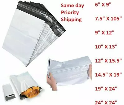 Poly Mailers 6x9 7.5x10.5 9x12 10x13 12x15.5 14.5x19 19x24 24x24 1 100 500 1000 • $294.90