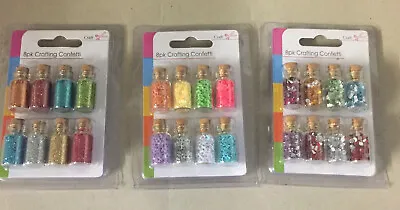 Pack Of 8 Mini Crafting Jars Card Making Scrap Booking Craft Art Glitter Gems  • £3.49