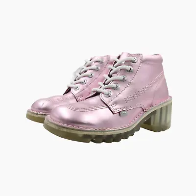 Kickers Kopey Boots Womens UK 3 Metallic Pink Leather Chukka Platform Shoe EU 36 • $31.51