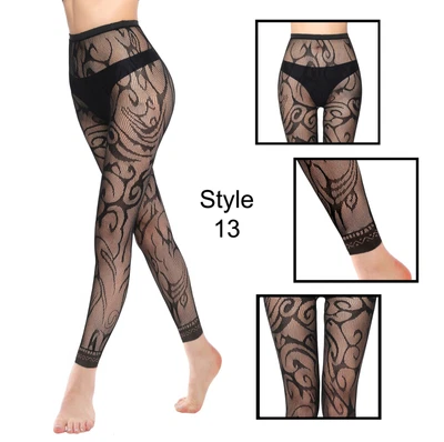 £4.50 • Buy Womens Footless Tights Black Patterned Fishnet Striped Stars Animal Polkadot UK