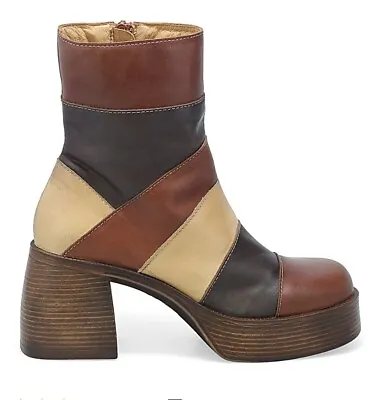 NEW IN BOX Miz Mooz Danna Women's Leather Boot Retro Size 41 Brown Heel Platform • $94