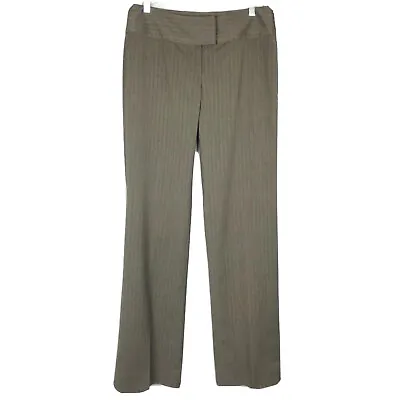 CAbi Size 4 Dress Pants Pin Stripe Brown Straight Wide Leg Career Trouser  • $16.99