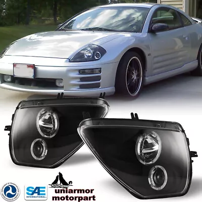 For 00-05 Mitsubishi Eclipse Dual Projector LED Halo Headlights Headlamp Black • $139.99