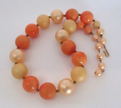 Vintage Peach/Orange Plastic Bead Necklace • $2.99