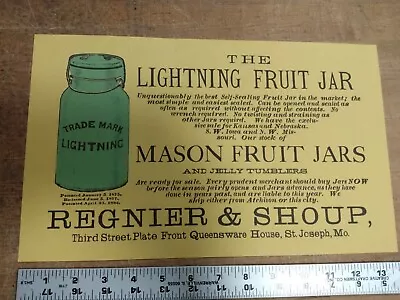 1880s  Mason Fruit Jar Advertising 8.5 X 14 In • $9.99