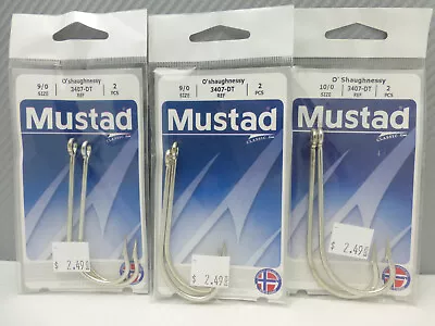 Mustad 10/0 O'Shaughnessy Hooks 3 Packs 3407-DT • $10.99