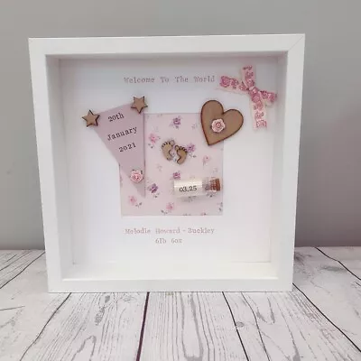 £22.99 • Buy Personalised New Baby Christening Boy Girl Frame Gift Keepsake Nursery Decor Art