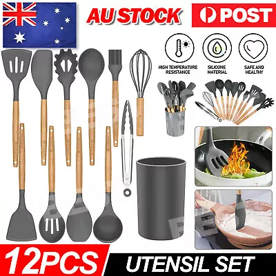 $23.95 • Buy 12pcs Set Non-Stick Silicone Kitchen Utensil Spatula Spoon Cooking Cookware Gift