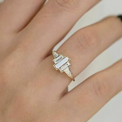 £81.48 • Buy 1.40ctw Baguette Diamond Engagement Ring 14k Yellow Gold Finish 5 Stone Art Deco