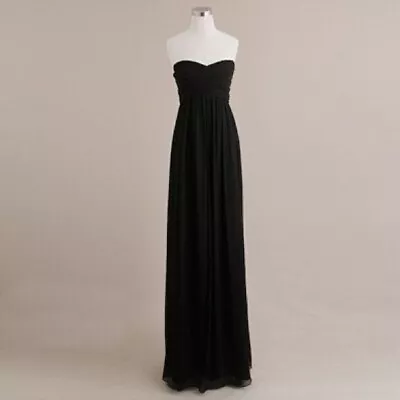 J Crew Taryn Long Silk Chiffon Formal Dress Gown Size 4 Dark Blue 41410 Nwt • $98