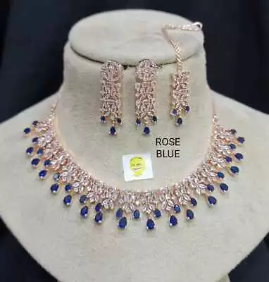 Indian Bollywood Gold Plated Ethnic AD Necklace Jewelry Earrings Bridal Set • $28.99