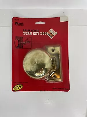 Vtg Guard Security Brass Plated Manual Door Bell Mechanical Key Crank NOS NIP • $24.99