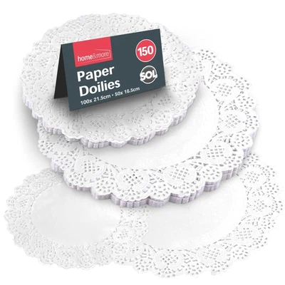 £4.99 • Buy 150pk White Paper Doilies 8.5 & 6.5 Inch Round Lace Party Doylies Doyleys Doily