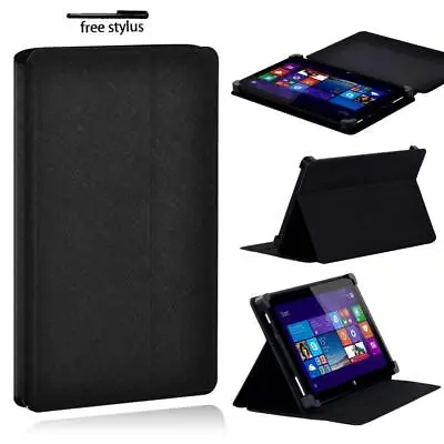 Black Folio Leather Tablet Stand Protective Cover Case For Linx 7 / 8 / 10 + Pen • £4.99