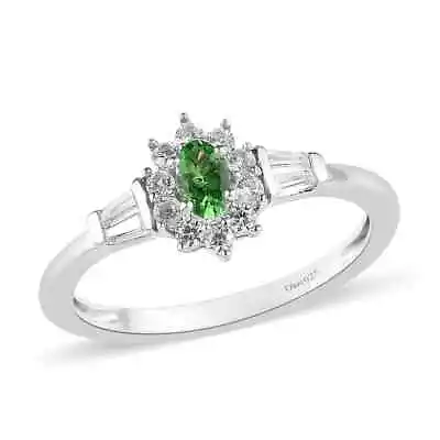 Tsavorite Garnet White 925 Silver Natural Zircon Ring Gift • $35.99