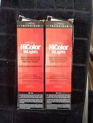 2 L'Oreal Excellence HiColor HiLights For Dark Hair Color: COPPER (J46) • $21