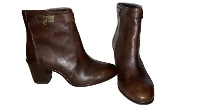 Antonio Melani Brown Leather Side Zip Fashion Ankle Boots Bootie Size 7 M New • $11.99