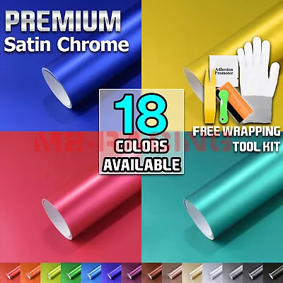 Premium Satin Chrome Matte Metallic Vinyl Wrap Sticker Sheet Film Bubble Free • $8.88