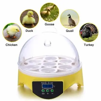 Mini 7 Eggs Incubator Digital Hatch Chicken Duck Quail Poultry Easy To Observe • £23.99