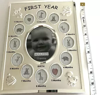 Photo Frame Baby’s First Year 12 Months Silver Tone Malden Baby Shower Gift • $11