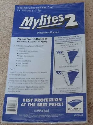 $24.29 • Buy Pack Of 50 Mylites 2 Mil Mylar Current / Modern Comic Book Bags Sleeves