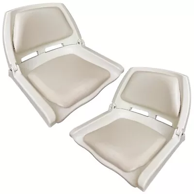 2x Folding Boat Seat Padded Marine Vinyl White Yacht Yishing Rib Speedboat • £75