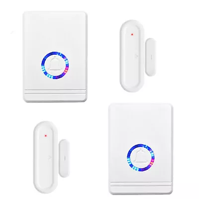 Wireless Door Open Chime Magnetic Entry Alert 48 Tunes LED Flash For Dog 2 Sets • $35.29