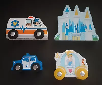 Lot Of 3 Melissa And Doug Disney Wooden Cars & Castle Cinderella Minnie + Bonus • $10.99