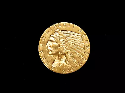 1909-D $5 Indian Head Gold Half Eagle - BU • $565